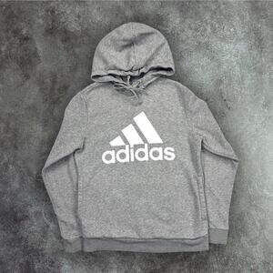 Gray Adidas hoodie with white logo